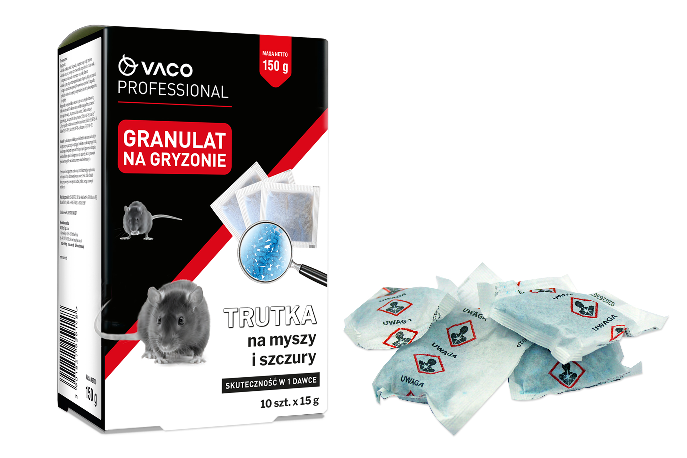 Trutka na myszy szczury saszetki 10x15gr granulat VACO PRO 150gr