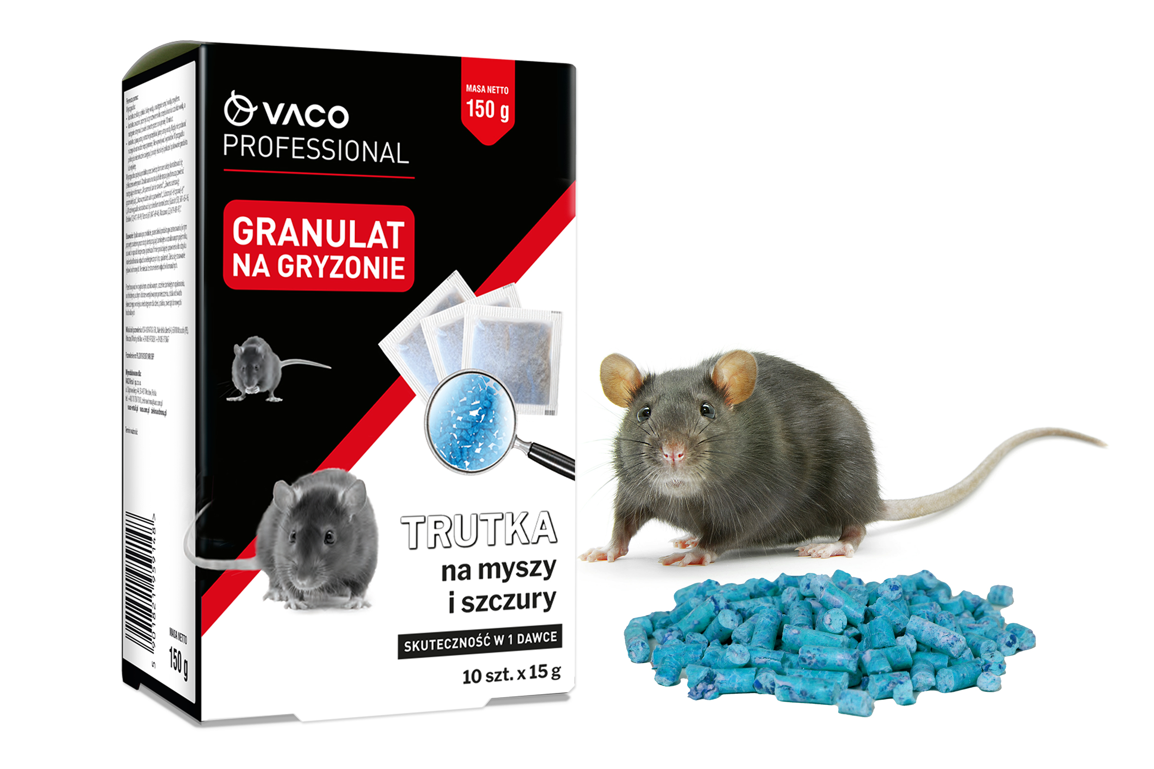 Trutka na myszy szczury saszetki 10x15gr granulat VACO PRO 150gr
